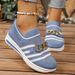 Breathable Knit Slip-On Loafers For Women - Lightweight Comfortable Casual Shoes With Round Toe, Low Heel, And Mesh Fabric_vogvips.com