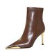 319-11 European And American Style Winter Thin High Heel Women's Boots, With Metal Pointed Toe, Fashionable Short Boots_vogvips.com
