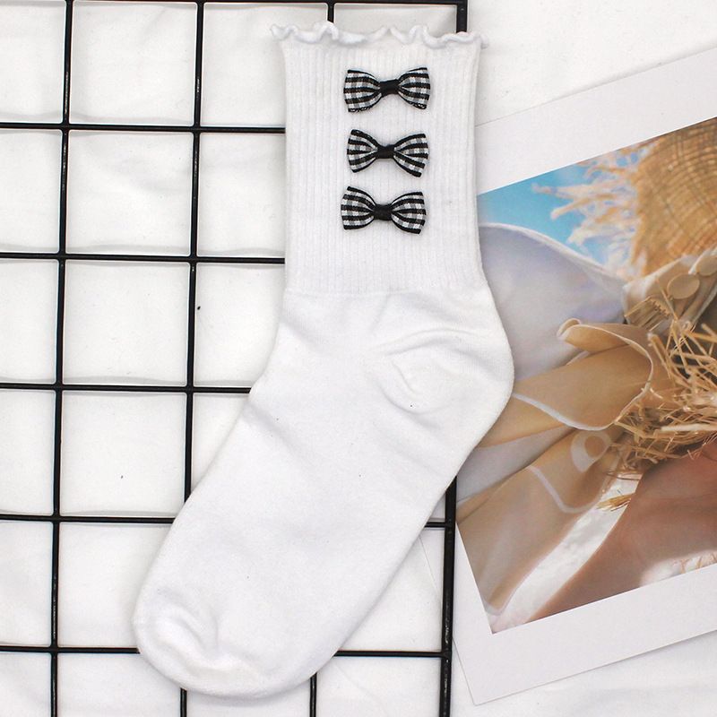 Socks New Lolita Socks Women's Cute Soft Princess Socks Lace Middle Tube Socks Black And White Bowknot Women's Socks_vogvips.com