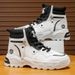 Martin Autumn British Style Motorcycle White High-top Leather Men's Height-increasing Non-slip Wear-resistant Work Boots_vogvips.com