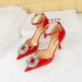 8323-K29 Wind Shallow Mouth Pointed Hollow Sunflower Water Diamond Buckle One Line Sandals Women's High Heels_vogvips.com
