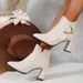 Women's Plus Size Pointed Toe High Heeled Ankle Boots Side Zipper Metal Decoration Fashion 34 Autumn New Style_vogvips.com