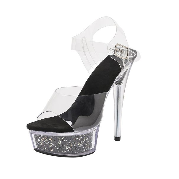Sequin Sexy Plus Size Crystal Heels Women's Fashion Runway Shoes_vogvips.com