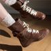 Women's Vintage Soft Leather Boxing Boots British Style Chunky Sole Mid-Calf Lace-Up Ankle Boots Martin Boots, Merard Platform Mid Calf Ankle Boots._vogvips.com