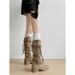 Tassel For Women 2025 New Knight Wasteland Style Chunky Heel Over-the-Knee Long High Tube Boots_vogvips.com