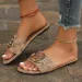 2026 New Flat Bottomed Embroidered Metal Buckle Slippers For Women's Outdoor Wear Lightweight Beach Sandals_vogvips.com