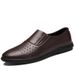 Men's Round Head Shallow Mouth Foot Set Low Heel Single Shoes Men's Casual Work Leather Shoes_vogvips.com