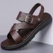 Summer New Men S Leather Sandals Soft Sole Breathable And Comfortable Multifunctional Fashion Beach Shoes Oversize_vogvips.com