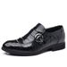Men's leather leather toe layer sheepskin men's formal business shoes set toe head English casual Hollow sandals_vogvips.com
