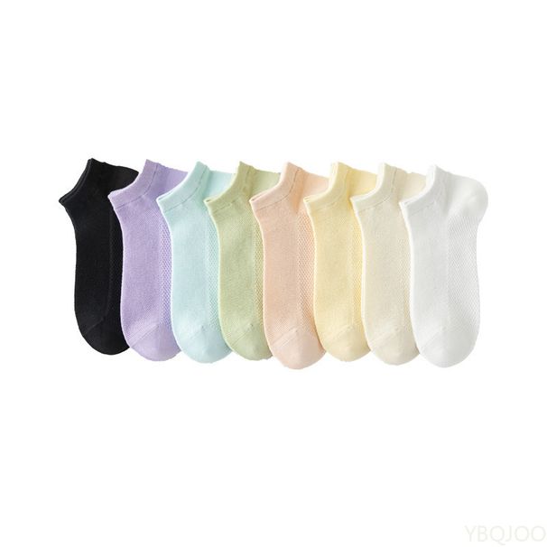 8 Pairs New Women Cotton Socks Thin Mesh Breathable Short Low Cut Colorful Lightweight Breathable Summer Sock_vogvips.com