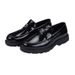 Euro Step Thick-Soled Men's Genuine Leather Slip-On Loafers Formal Casual Business Comfortable Shiny Shoes_vogvips.com