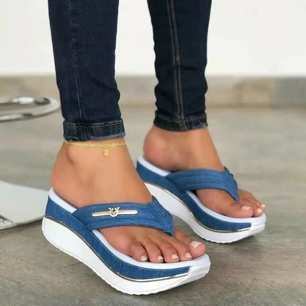 UN 2022 Large Wedge Heel Thick Soled Sandals For Women's Summer New Clip Toe Flip-flops Outdoor Casual Fashionable Sandals_vogvips.com