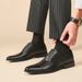 Euro Step Top Layer Cowhide Wooden Sole Business Formal British Style Three-Joint Genuine Leather Oxford Pointed Toe Men's Shoes_vogvips.com