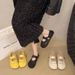 Thick-soled Inner Height-increasing Single Shoes Women's Woven One-pedal Velcro Mary Jane Shoes With Skirts Casual Shoes_vogvips.com