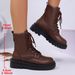 Women's plus Size Lace up Ankle Boots round Toe Thick Soled Martin Boots Autumn Style Size 43_vogvips.com