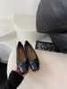 Silver Square Toe Fashion French Style Evening Grandma With Bowknot Small Leather Shoes For Women Spring And Autumn_vogvips.com