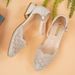 Sandals Women's Baotou Middle Heel Shoes Women's Rhinestone Mesh Women's Shoes Hollow Single Shoes Mom Shoes_vogvips.com