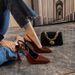 Burgundy Sexy Peep-Toe Sandals 2025 New Style Back Strap Patent Leather Versatile Stiletto Pointed Toe High Heels For_vogvips.com