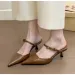 Women Pointed Toe Slippers Mid Heels Fashion Elegant Mules Shoes Summer Dress Sexy Sandals Trend Womens Pumps Slingbacks_vogvips.com