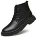 Height Increasing Martin Boots Men's High Top Tooling Boots Men's Leather Boots Trendy Black Boots_vogvips.com