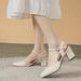 Simple Closed-Toe 2023 Spring Summer New One-Strap Fairy Style Pointed Toe Sandals Chunky Heel Fashion Women's Shoes_vogvips.com