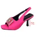 Elegant Woman Heeled Shoes Fashion Square Toe Women's Sandals Summer New Designer Sandals Open-toed Rhinester Metal Buckle Pumps_vogvips.com