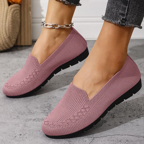 Women's Spring/Summer Old Cloth Shoes Breathable Flyknit Mesh Non-Slip Flat Low Cut Single Shoe For Middle-Aged And Elderly Mothers_vogvips.com