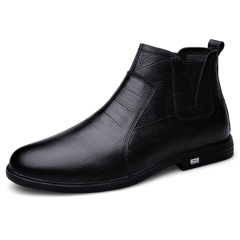 Men's Head Casual Men's Leather Boots Sleeve Breathable Martin Boots Flat Heel Leather Boots Men's Shoes_vogvips.com
