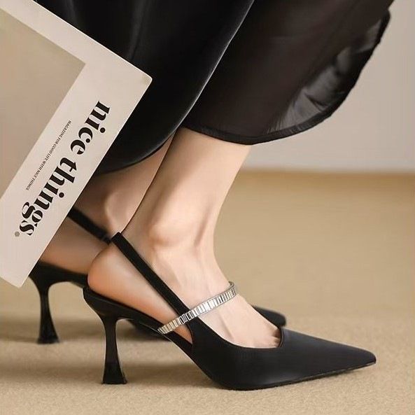 Elegant Pointed-toe High-heeled 2026 New Design, Unique Summer Sandals Women, Rhinestone Single Shoes For Outdoor Wear_vogvips.com