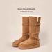 Gray Long Snow Boots For Women 2025 Winter New Thick Sole Height Increasing Fleece Lined Thickened High Tube Warm Cotton_vogvips.com