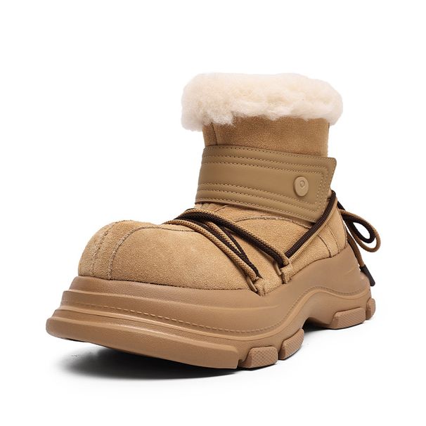 Buffny Couple's Winter Boots - Platform Slip-On Snow Shoes With Faux Fur Lining, Waterproof & Slip-Resistant Rubber Sole_vogvips.com