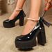 Large Size Platform High-heeled Single Shoes Women's 2026 New High-heeled Thick-heeled Shoes Fashion Pearl Chain Women's Shoes_vogvips.com