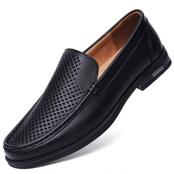 Genuine Loafers Slip on Business Casual Leather Classic Moccasins Breathable Men Flats Soft Driving Shoes_vogvips.com