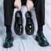 2024 New Men's Large Thick Sole Lace-up Patent Leather Shiny Casual Chunky Heel Loafers Hairstylist Trendy Shoes_vogvips.com