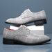 2023 Men's Fashion Business Casual Leather Shoes Lace-up Striped Barber Shoes Korean Style Foreign Trade Large Size Men's Shoes 48_vogvips.com