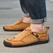 Casual Italian Men's Handmade Board Shoes, Genuine Leather Soft Sole, Plus Size Bean Shoes , Sole,_vogvips.com