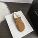 Women's Leather Slide Sandals H-Shaped Strap Flat Sandals Genuine Cowhide Flat Birkenstock For Women, 2026 Winter New Style, Fleece-Lined Warm Fur Sho_vogvips.com