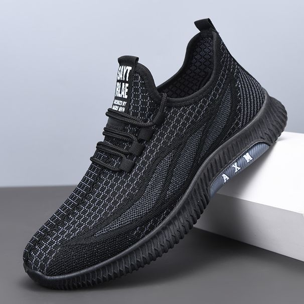 Men's 2026 Summer New Fashion Casual Foreign Trade Fly-knit Mesh Shoes Wholesale Breathable Solid Color Sneakers_vogvips.com
