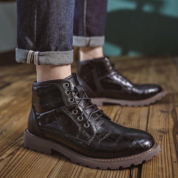Martin Boots Men's Durable Wind Short Boots Medium Help Retro Men's Leather Boots_vogvips.com