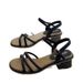Skinny Sandals Female One-word Belt Medium Heel Thick Heel Fairy Style With Skirt Black Versatile Roman Shoes_vogvips.com