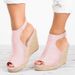 Plus-size Women's Wedge Sandals, European And American Style, Open-toe, Straw-woven, Roman Design, Cross-border Foreign_vogvips.com