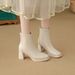 2025 French Style Ankle High Stretch Slim Chunky Heel Platform Single Martin Boots For Women To Pair With Dresses_vogvips.com