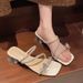 Women's Thick-heeled Slippers For Women For Summer Outdoor Wear New Style Fairy-style Bowknot Rhinestone Temperament High-heeled Crystal Sandals_vogvips.com