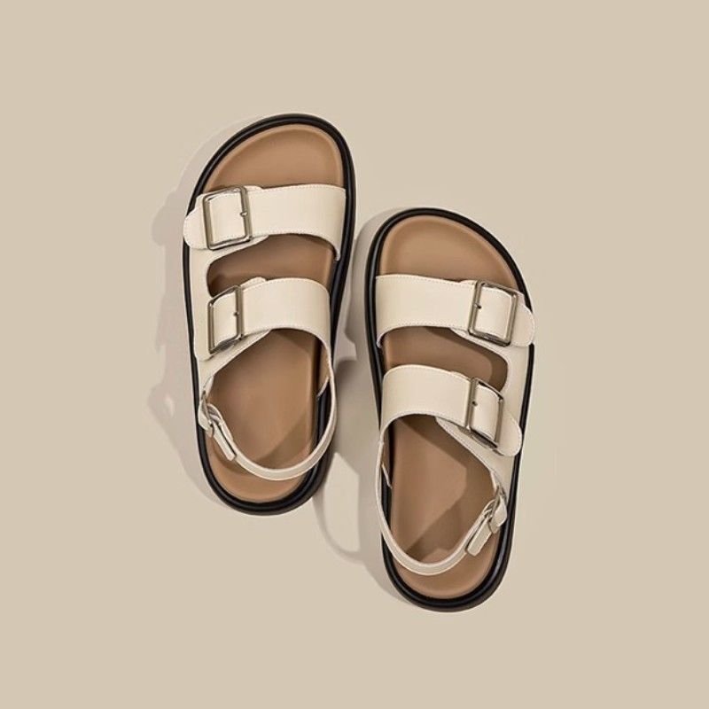 Super Comfortable! Summer Thick Soled Sandals For Women All Match Retro Buckle Niche Casual For Women_vogvips.com