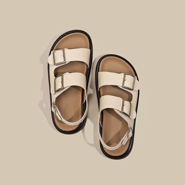 Super Comfortable! Summer Thick Soled Sandals For Women All Match Retro Buckle Niche Casual For Women_vogvips.com