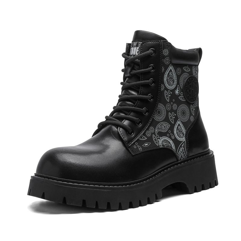 Martin Boots Retro Tooling Boots Niche Design Pattern High-end Thick-soled Heightening Boots_vogvips.com