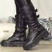European American Cross-Border Thick-Soled Martin Boots For Women, Autumn And Winter New Round-Toe Belt Buckle_vogvips.com