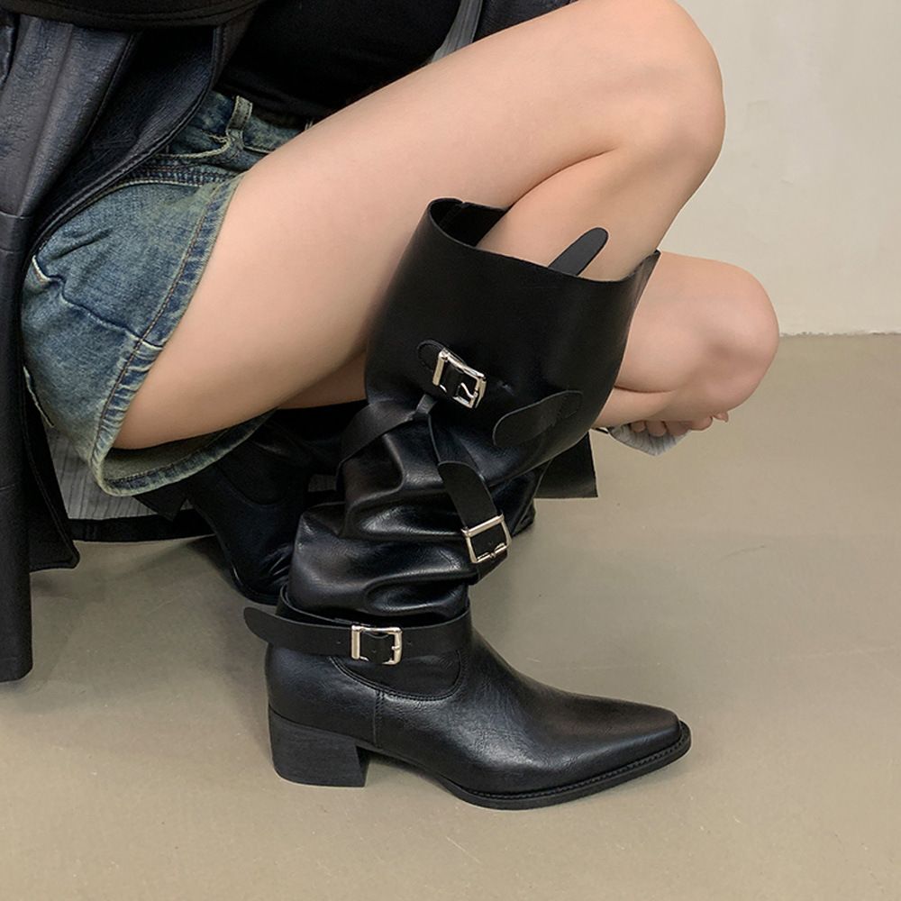 Women's Pointed Toe High Heel Over The Knee Boots With Side Zipper - Stylish Winter Long Boots For Women_vogvips.com