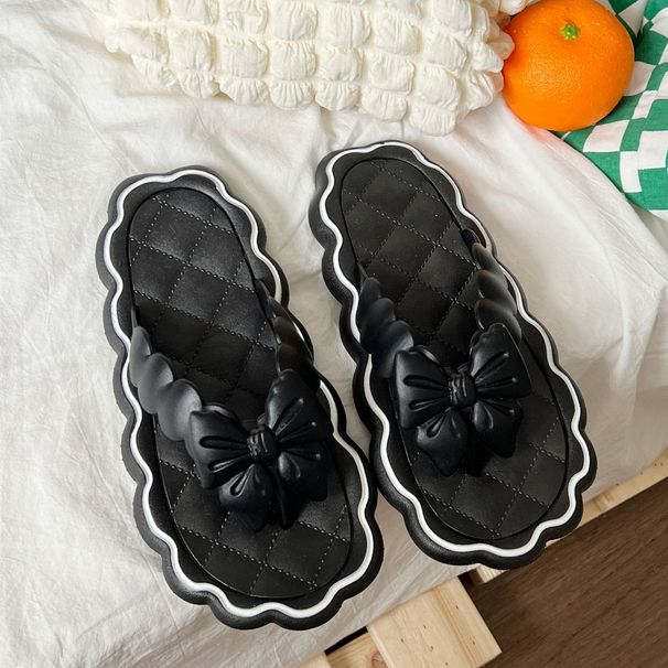 Bowknot Flip Flops For Women In Summer Outdoor Wear On The Beach Soft Bottom Non Slip Seaside Sweet Fairy Flip Flops_vogvips.com