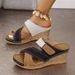 Large Size Wedge Slippers Women, Summer 2025 New Fashion Cross Strap Color Blocked Sandals For Women_vogvips.com